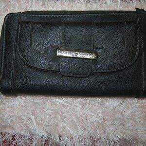 BOGO Franco Sarto Black Leather Long Wallet Clutch Double Zip Multi Compartment